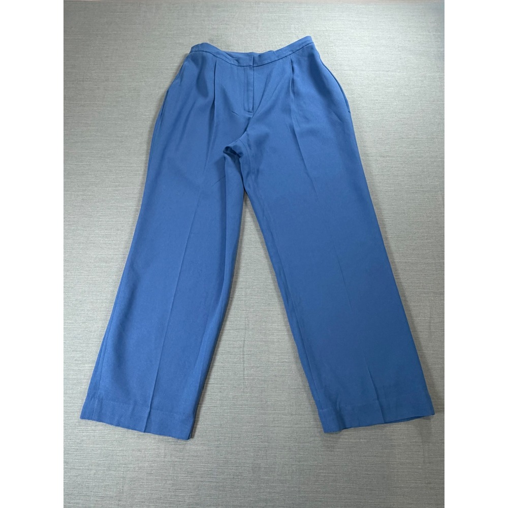 Jones New York Dress Pants Womens 16 Blue Good Wide Leg Pleated High Rise Lined